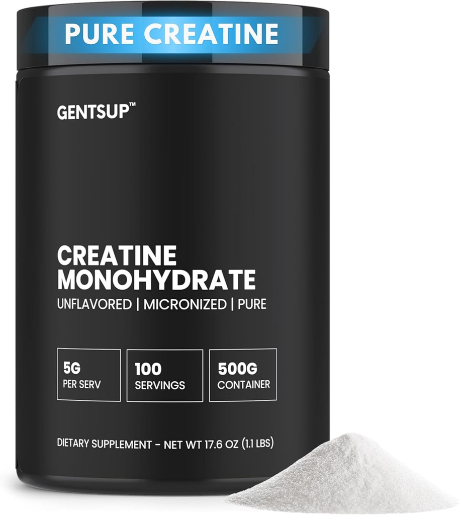 Creapure Creatine Monohydrate Powder – Desflavorado, 5000mg, 100 Servings – Crecimiento del músculo más fuerte, fuerza, rendimiento &amp; salud cerebral – No GMO, libre de gluten, HPLC testado, NSF certificado