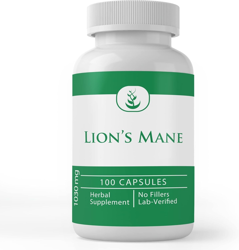 PURE ORIGINAL INGREDIENTES Mane de León, (100 cápsulas) Siempre puro, sin aditivos ni artillería, Lab Verified