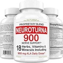 Neuropatía Soporte Nerve Suplemento con 900 mg Ácido Lipoico Alfa Puro - Fórmula de Fuerza Máxima, Fortalecer Nerves en Fingers, Manos, Dedos, & Pie - Mejor Alivio Periférico - 180 cápsulas