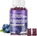 Calcio Magnesio Zinc Gummies &amp; Vitamina D3,B6,B12,Inmune &amp; Supporting Bone Health Calcium Magnesium Supplement for Women Men,Sugar-Free Vegan Blueberry Flavored 90 Condes