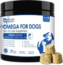 NATURE TARGET Omega 3 Fish Oil for Dogs, Salmon Oil for Skin & Coat Supplement with EPA & DHA Fatty Acids - Dog Itch & Alivio de Alergia, Anti Shedding, Hot Spots Treatment - Hip &amp; Joint Support - 120ct