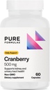 PureFormulas Cranberry 500 mg - Apoya el Riñón y la Salud de la Tracto urinaria - Suplemento Antioxidante para la Protección de la Inmuna y la Salud Celular - Píldoras de arándano para Hombres - No GMO - 60 cápsulas