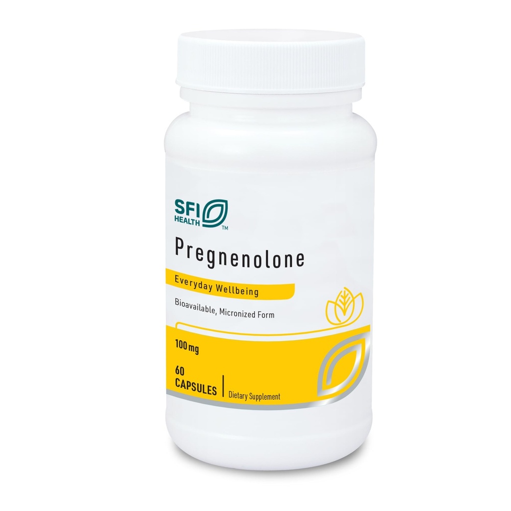 Klaire Labs SFI Health Pregnenolone - May Support Memory, Mood & Energy for Adults - 100mg Derived from Wild Yam - Bioavailable &amp; Micronized for Enhanced Absorption - Hypoallergenic (60 Capsules)