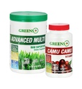 Verdes+ Avanzado Multi Raw Superfood Powder Healthy Organic Blend, Non-GMO, Soy/Dairy/Gluten Free Camu Camu Vitamin C Suplemento Puro Berry SuperFruit 400mg Vitamin C, 120 Veggie Capsules