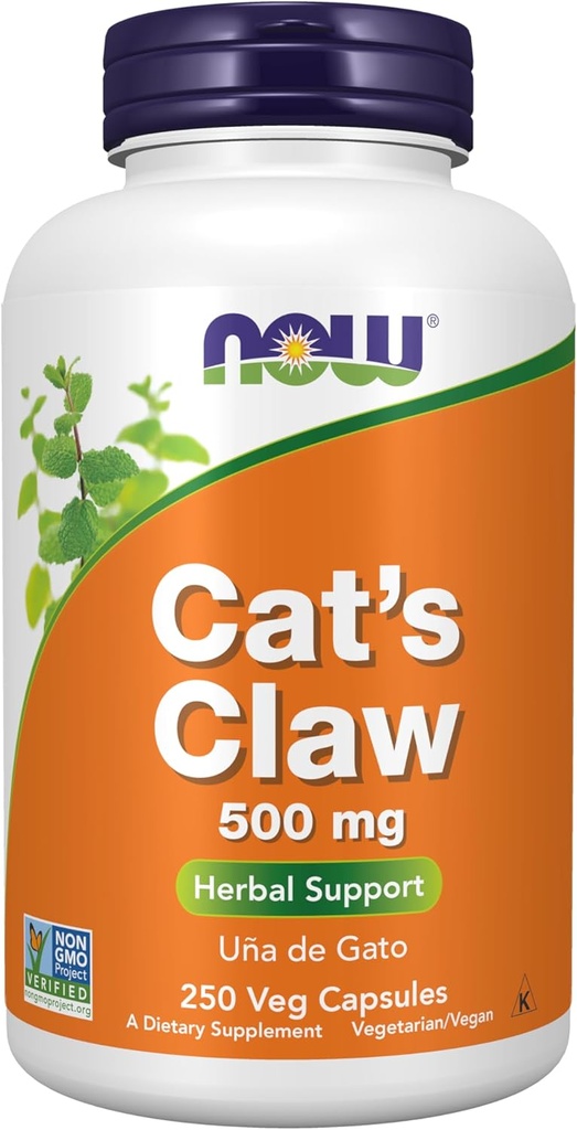 AHORA Suplementos, Claw de Cat 500 mg, Proyecto No GMO Verificado, Suplemento Herbal, 250 Cuenta (Pack of 1)