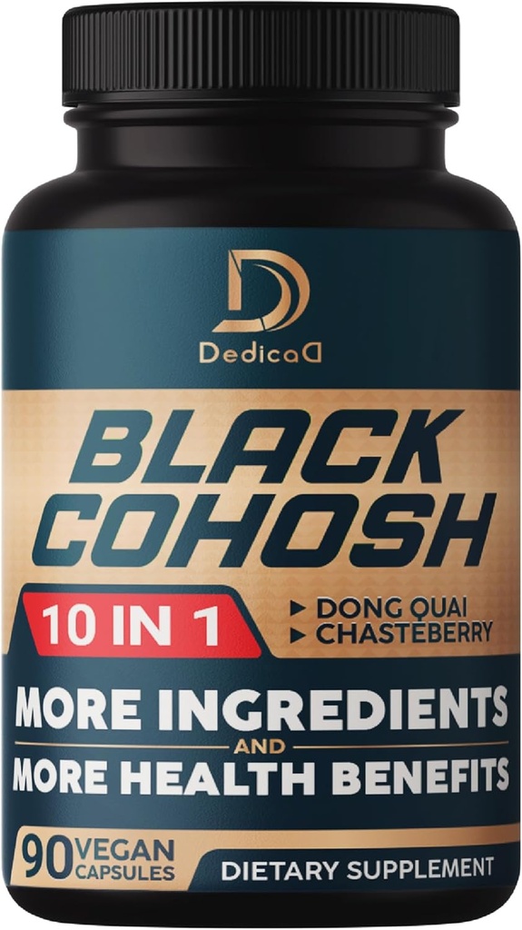Black Cohosh Supplement - 3 Months for Menopause & Immune Health - Blend of 12 Potent Herb Includes Dong Quai, Chasteberry, Wild Yam, Red Clover, Black Pepper & Others - 90 Vegan Capsules