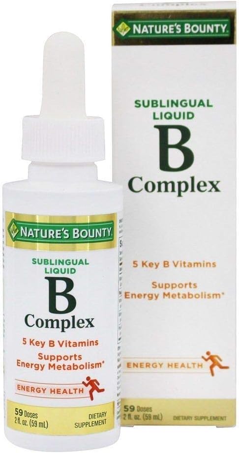 Complejo Bounty B de la naturaleza con B12 Sublingual Liquid Fast Acting Suplemento dietético, 2 Fl Oz