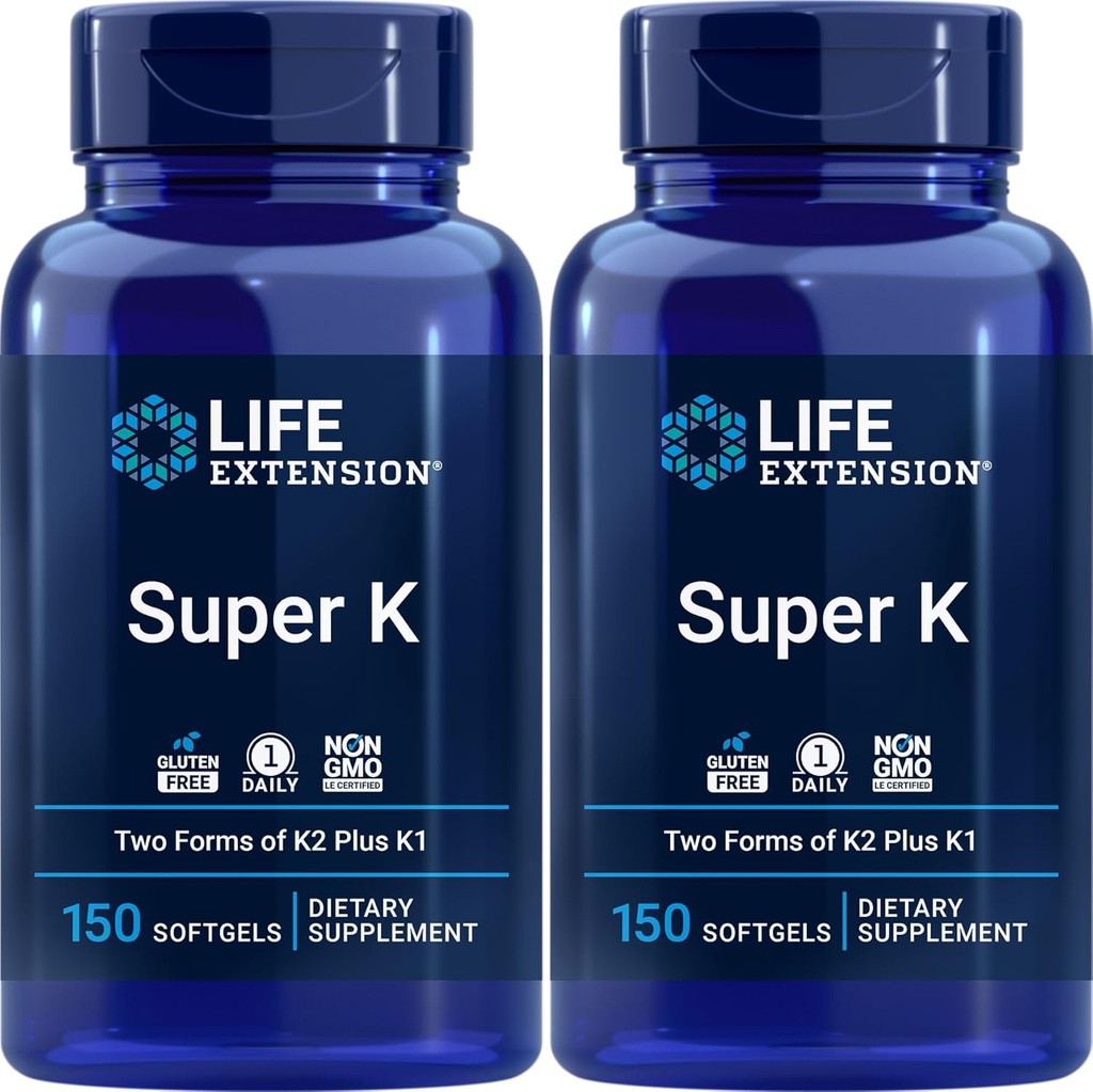 Super K, 150 Softgels (Pack of 2) con vitaminas K y K2