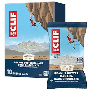 CLIF BAR - Bares de Proteína Energética - Mantequilla de Maní Banana con Chocolate Oscuro - Hecho con Avena Orgánica - Bares de Energía - No-GMO - (10 Pack)