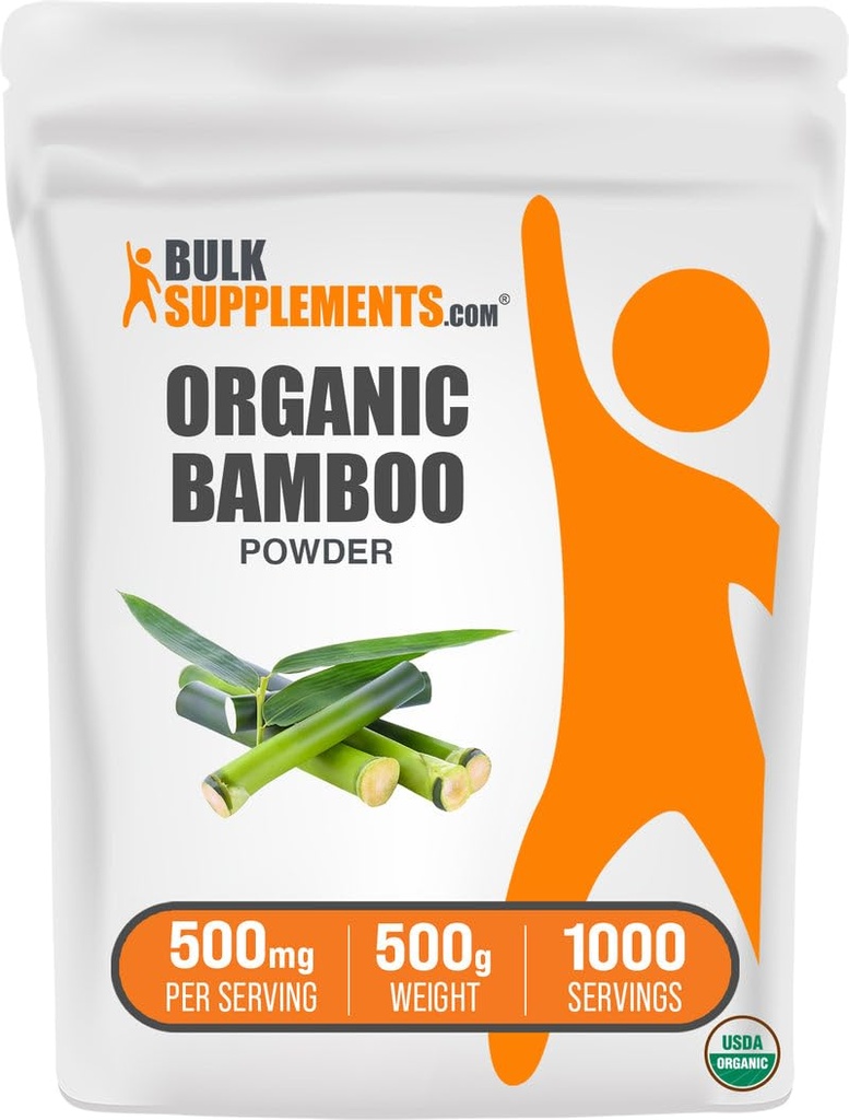BulkSupplements.com Polvo de bambú orgánico - Suplementos de sílice, Suplemento de bambú - Gluten Gratis, 500 mg por ser, 500g (1.1 lbs) (Pack of 1)