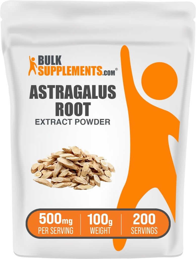BulkSupplements.com Astragalus Extract Powder - Astragalus Root Powder, Herbal Supplement - Vegan & Gluten Free, 500mg per Serving, 100g (3.5 oz) (Pack of 1)