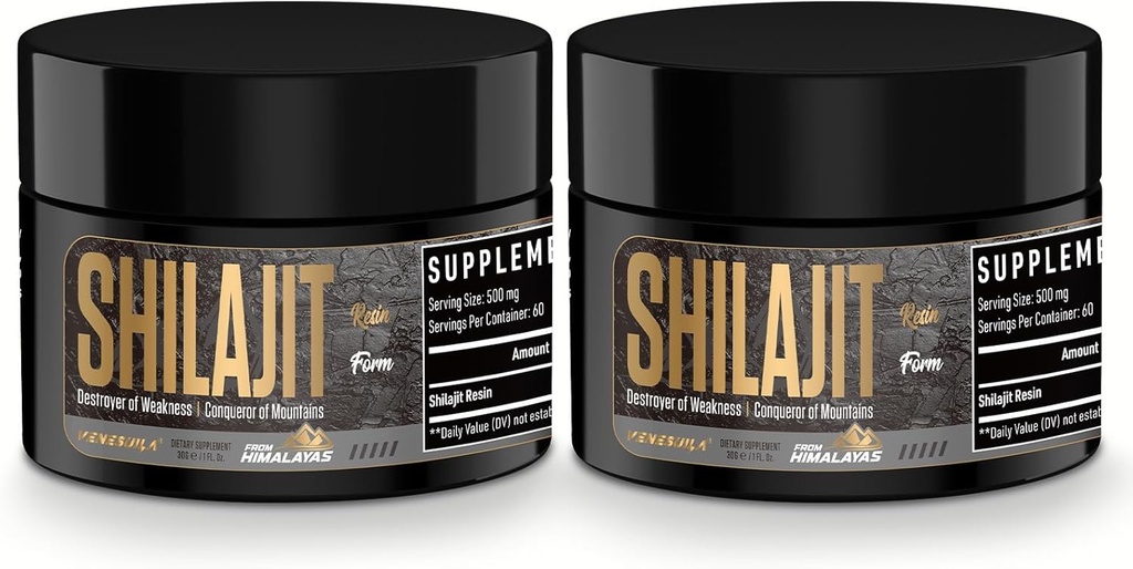 Shilajit Resin - Orgánica Shilajit Resin Tercero Tested Rich in 85+ Trace Minerals, Gold Grade Himalayan Puro Shiljait for Energy (1 Fl Oz (Pack of 2))
