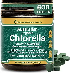 Biogenesis Organic Chlorella Tablets – 600 Conde (500mg) peru Australian Grown ← BioDynamic Cracked Cell Wall ← Rich in Chlorophyll, Vitamins & Minerals ← Soporta Energía &amp; Inmunidad TEN Vegan Tablets