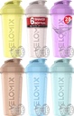 VELOMIX -6 PACK- 28 oz Protein Shaker Bottle for Protein Mixes - 6x Wire Whisk | Leak Proof Shaker Cups for Protein Shakes | Protein Shaker Bottle Pack | Protein Shake Cup (Pastel Power Series)
