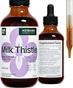 Milk Thistle 4 fl oz Liquid Extract - Natural Liver Support Drops - Cleanse and Detox Herbal Supplement - Silybum Marianum Tincture for Man &amp; Woman - Family Size - High Potency - 90-Day Supply