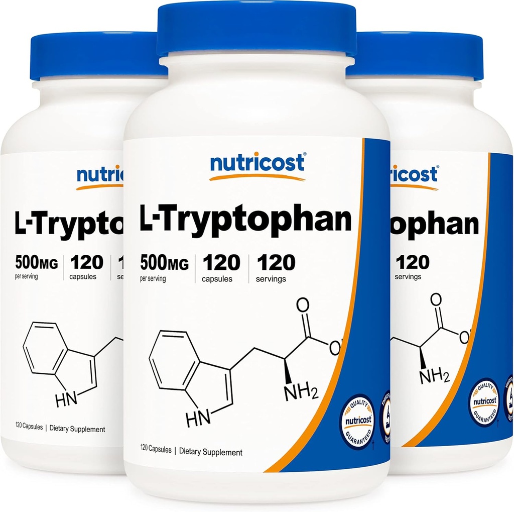 Nutricost L-Tryptophan 500mg, 120 cápsulas (3 botellas)