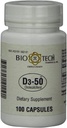 Bio-Tech Pharmacal D3-50 50.000 UI, 100 cápsulas Ð Suplemento natural Ð Soportes Bone, Heart Neuromuscular, &amp; Immune Health Đ No Dairy, Fish, Gluten, Peanut, Shellfish, &amp; Soy