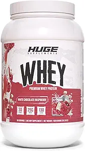 Gran Whey, Protein Powder para la ganancia muscular, 25g Protein, 12g EAAs, soporta el crecimiento muscular, rendimiento &amp; recuperación (White Chocolate Raspberry, 30 servidos)