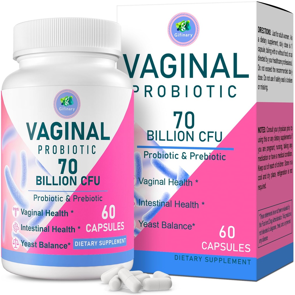 Vaginal Probiotics, PH Balance for Women, 70 Billion CFUs Womens Probiotic for Vaginal Health, Urinary, Odor Control, Flor, Ph Balance &amp; Hormone, with Prebiotic & D-Mannose - Shelf Stable, 60 Caps