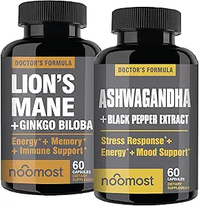 NooMost Lions Mane y Ashwagandha con Gingko Biloba y Black Pepper