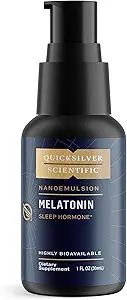 Quicksilver Scientific Liposomal Melatonin - tiempo de cama, Jet Lag &amp; Immune Support Liquid for Adults - Ausorción superior eficiente 1mg Melatonin to Minimize Morning Drowsiness (30 ml)