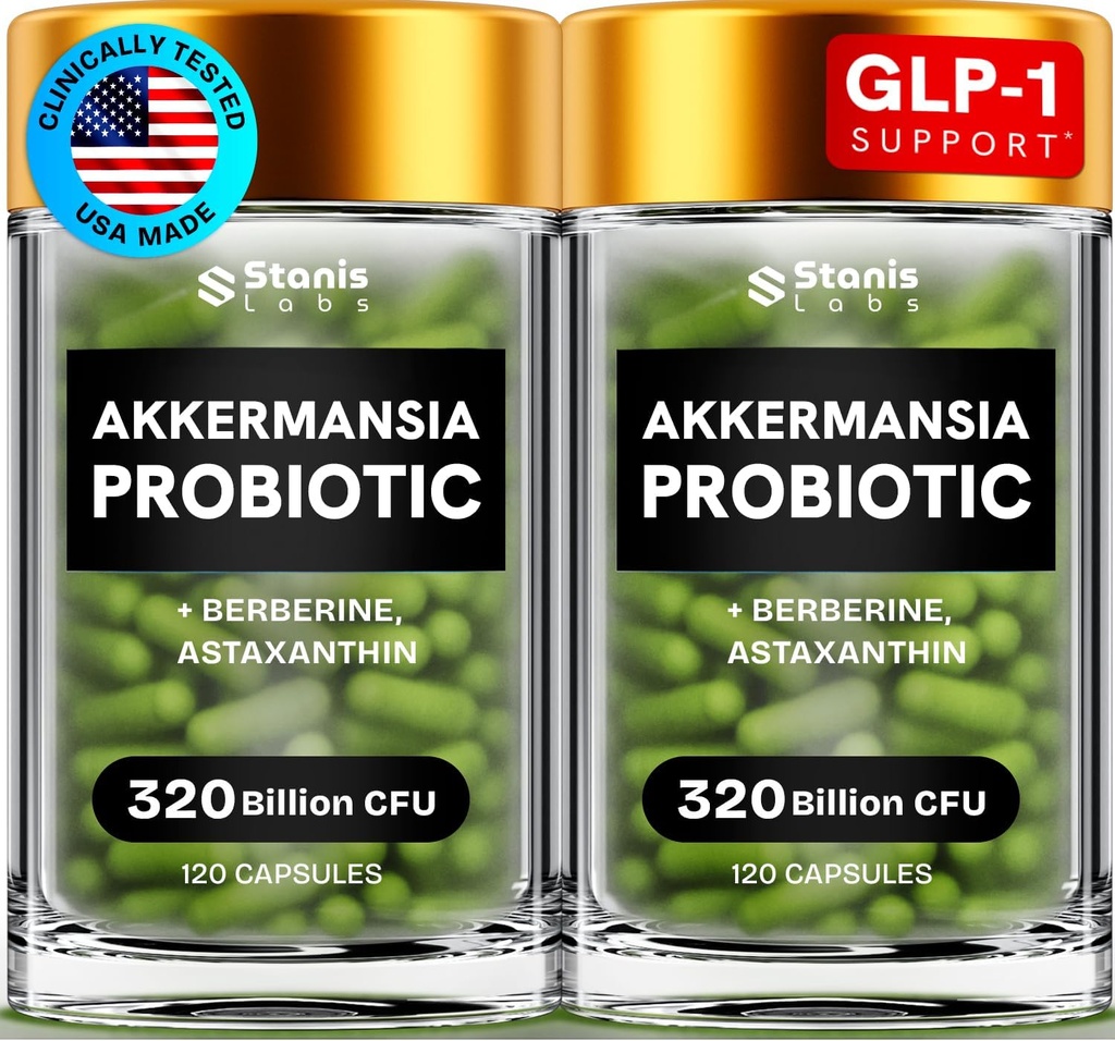 Akkermansia Muciniphila Probióticos 320 Billones CFU resistente GLP-1 Probiótico y Prebiótico Silencio Akkermansia Probióticos para la salud intestinal  Inulin Prebiotic Fiber Capsules Astaxanthin &amp; Berberine