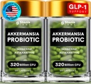 Akkermansia Muciniphila Probiotics 320 Billion CFU| GLP-1 Probiotic and Prebiotic | Akkermansia Probiotics for gut health | Inulin Prebiotic Fiber Capsules Astaxanthin & Berberine & Chromium 240 count