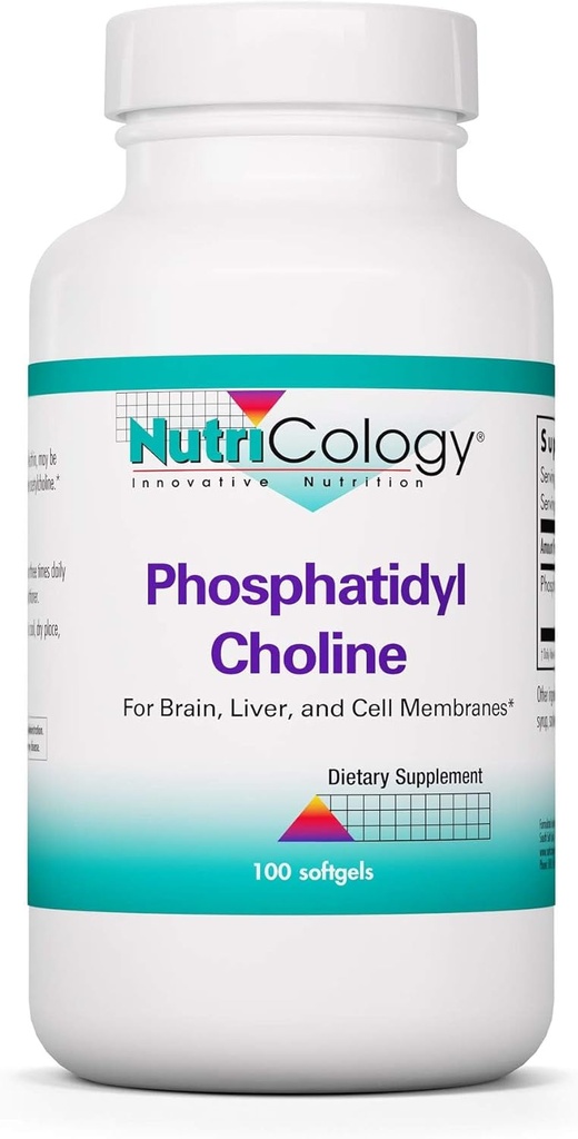 Nutricology Phosphatidyl Choline Supplement - Lecithin Capsules, Digestive Enzymes for Liver, Fat Digestion Support, Choline Supplements for Fatty Liver, 1540mg Softgels - 100 Count