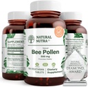 Natural Nutra Bee Pollen 500 mg, ayuda a promover Vitalidad y Sistema Inmunitario, mejorar la salud general, ayuda a mejorar la resistencia corporal, 100 tabletas
