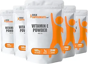 BulkSupplements.com Vitamina E 400 UI Polvo - como D-Alpha Tocopherol, Suplementos Nutricionales - Gluten Gratis, 500 mg por Serving, 5kg (11 libras) (Pack of 5)