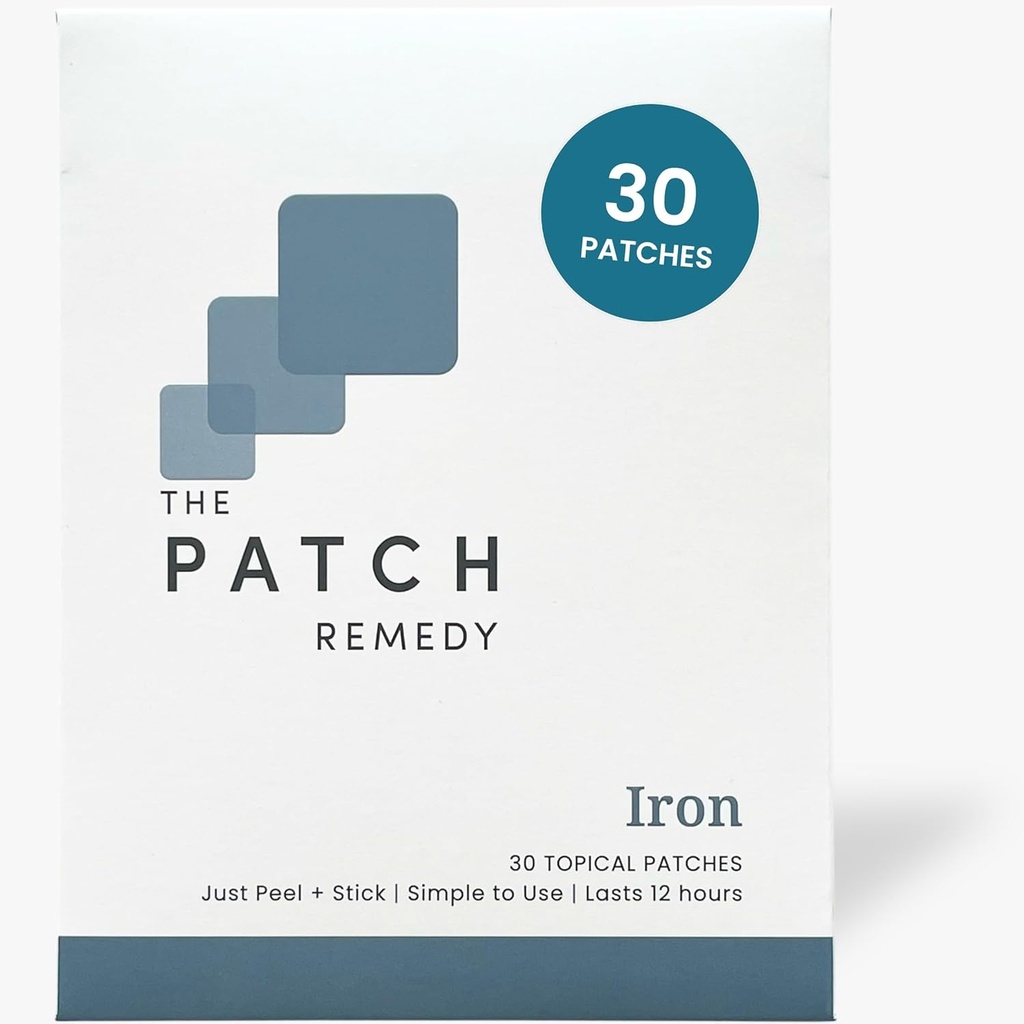 The Patch Remedy Iron Patch | Iron Bisglycinate, Vitamin C, Vitamin B9 (Methylfolate), Vitamin B12, Beta-Carotene, Astaxanthin | 30 Patches