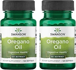 Óleo de orégano Swanson 10:1 Extracto - Suplemento Natural Promoción de la Salud Digestiva " Apoyo respiratorio - Apoyo Sistema Gastrointestinal " Salud del tracto urinario - (120 Softgels, 150 mg cada uno) (2 Pack)