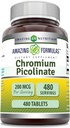 Amazing Formulas Chromium Picolinate Supplement | 200 Mcg Per Serving | Tablets | Non-GMO | Gluten Free | Made in USA (480 Count)