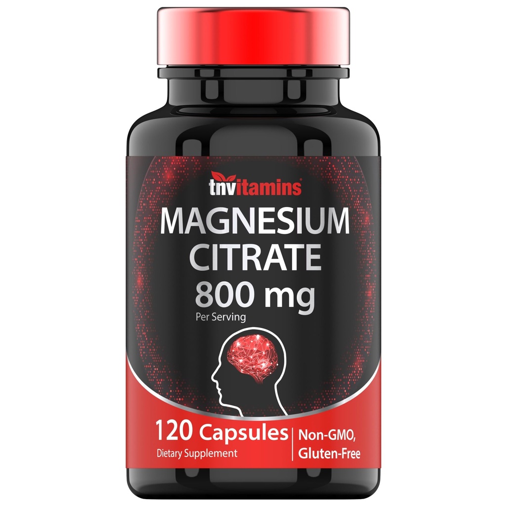 TNVitamins Magnesium Citrate 800 MG - 120 Capsules  Dos meses de suministro! ← Pure Magnesium Citrate Powder Capsules ← Citrato De Magnesio ← Non-GMO Silencio Producido en Estados Unidos!