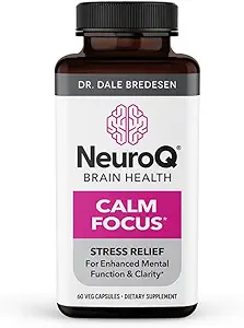 NeuroQ Calm Focus Capsules - Stress Relief Supplement - Supports Mental Function & Relaxation - Sensoril Ashwagandha, Magnesium, GABA, L-Theanine, Andino Cocoa & Kava Kava - 60 cápsulas
