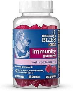 Mami's Bliss Kids Elderberry Gummies, Supports Immunity with Black Elderberry, Zinc &amp; Vitamin C, Gluten Free & Vegan, Age 2 Years+ (60 Count)