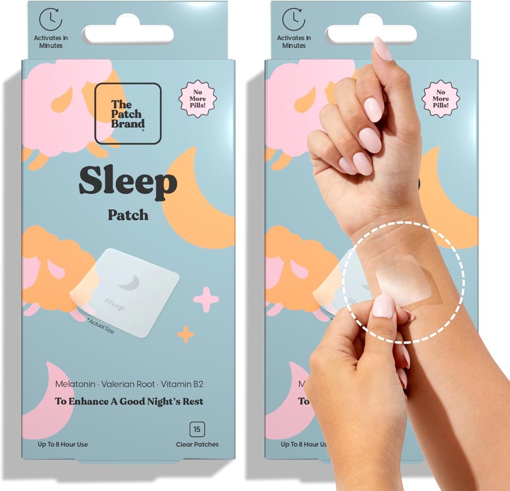 The Patch Brand Sleep Patches ← Soporte Descansivo sueño con Melatonina, Valerian Root &amp; B6 ← Todas las vitaminas naturales " Mineral Patch Plant Based and Cruelty Free Water Resistant Patches That Last All Night