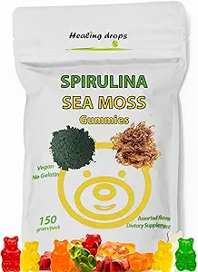 Spirulina Gummies Sea Moss Gummies - Suplemento Superfood para el bienestar general - Spirulina Sea Moss Gummy Bears Made with Blue-Green Spirulina Powder &amp; Sea Moss Extract