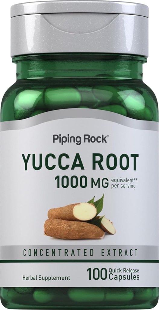Piping Rock Yucca Root Capsules 1000mg Silencio 100 Conde Silencio Extract Concentrate Silencio Herbal Suplemento Silencio Non-GMO, Gluten Free