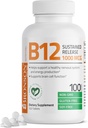 Bronson Vitamina B12 1000 mcg Sustained Release Premium Non GMO Tablets Supports Nervous System, Healthy Brain Function and Energy Production, 100 Count