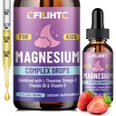 Niños Magnesium Liquid Drops-Magnesium Glycinate Liquid for Kids Supplement-w/L-theanine, Omega-3, Vitamina B6, D3 - para el sueño, relajación, cerebro, huesos - 2 Fl Oz Calma infantil, sabor a fresa