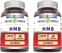 Fórmulas Asombrosas HMB 2000mg por Servir 120 Tablas Suplementarias ← No-GMO TENIDO Gluten Free TEN Made in USA (2 Pack)