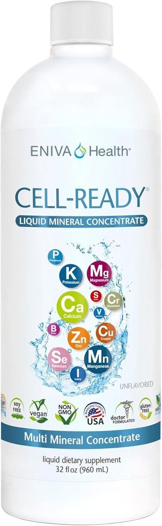 Liquid Ionic Multi Mineral Supplement (32oz) Doctor Formulated. - Unflavored - Zero Calories. Zero Sugar. Keto Friendly. by Eniva Health.