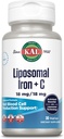 KAL Liposomal Iron Suplemento con Liposomal Vitamina C, Iron Suplemento para Mujeres y Hombres, Alta Absorción, Gentle Iron Pills, Vegan, Gluten Gratis, 30 Servings, 30 VegCaps