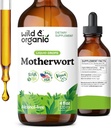 Wild &amp; Organic Motherwort Tincture - Good Mood, Calmness, Total Support - Suplementos para Mujeres con Motherwort Herb - Vegan, Azúcar &amp; Alcohol-Free Extract Drops - 4 fl oz