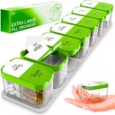 Extra Large Weekly Pill Organizer - XL Vitamin Holder with 7 Detachable AM PM Compartments - dispensador de medicina portátil para el hogar y el viaje, gran contenedor de suplemento para uso semanal o diario, verde