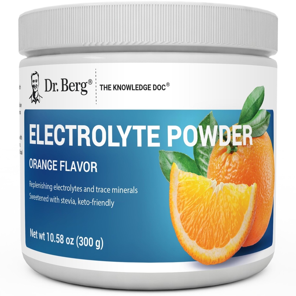 Dr. Berg Zero Sugar Hydration Keto Electrolyte Powder - Enhanced w/ 1000 mg of Potassium & Real Pink Himalayan Salt (NOT Table Salt) - Orange Flavor Hydration Drink Mix Supplement - 50 Servings