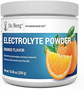 Dr. Berg Zero Sugar Hydration Keto Electrolyte Powder - Mejorado w / 1000 mg de Potasio & Real Pink Himalayan Salt (NOT Table Salt) - Orange Flavor Hydration Drink Mix Suplemento - 50 Servings