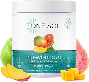 One Sol Pre-Workout for Women, Enhanced Pump & Focus, No Jitters Or Crash, Natural Ingredients, 100% Vegan, Gluten Free &amp; (Mango Guava)