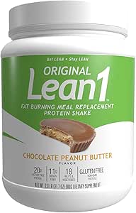 Lean1 Meal Reemplazo Protein Powder, Chocolate Peanut Butter Flavor, 15-Serving Tub.